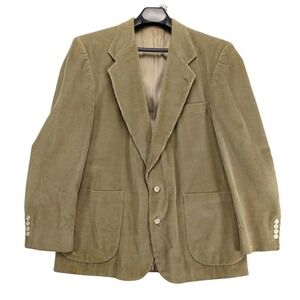 Vintage Holbrook Beige Corduroy Sport Coat Mens 44R Classic‎ Jacket Academia 90s